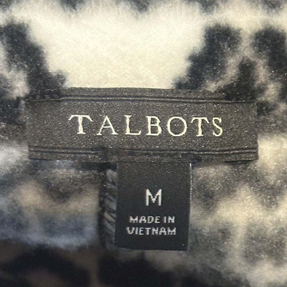 Talbots GEO-PRINT FAIR ISLE POLAR FLEECE JACKET Size Medium - Black and White - Picture 7 of 11